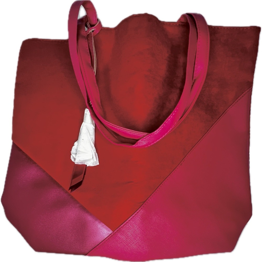 Shiseido Ginza Tokyo Large Red & Pink Patchwork Tote With Charm